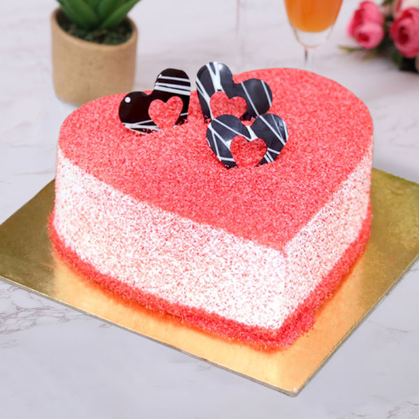 Lovely Red Velvet Heart Shape Cake